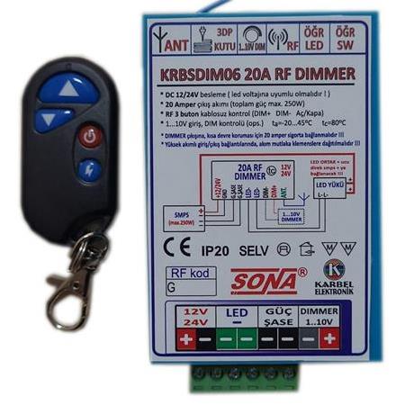 KRBSDIM06  - 20A RF KUMANDALI DİMMER